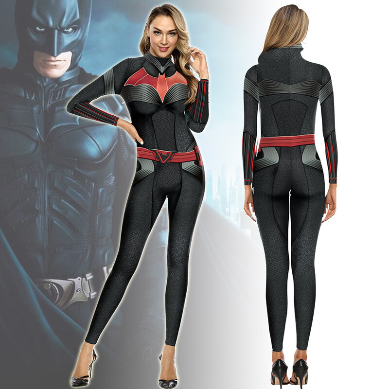 Batman Ladies Jumpsuit Costume Red Bat