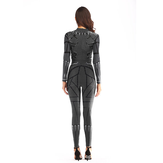 Women Superhero black panther Bodycon Costume Top Legging Jumpsuit