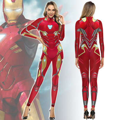 adult Marvel Iron Man Halloween Costume Jumpsuit red