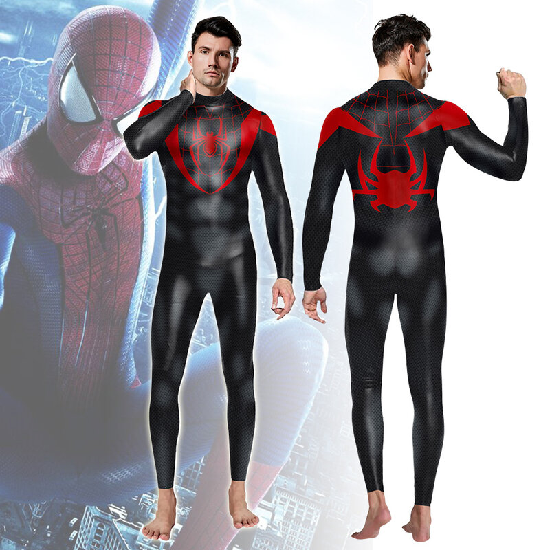 Anime Spiderman Miles Morales Cosplay Costume 3D Print Into The