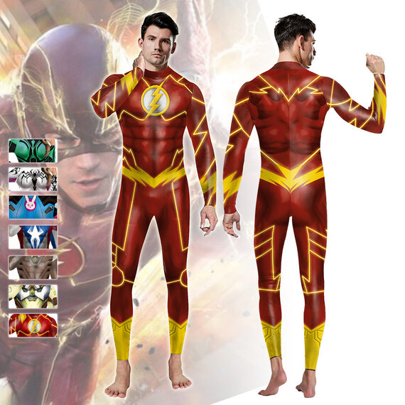 superhero dc comic the flash cosplay costume for theme parties