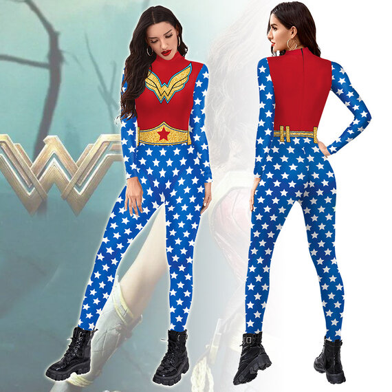long sleeve wonder woman catsuit for halloween cosplay