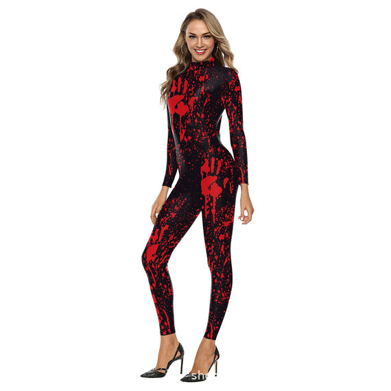 cool Bloody Handprint cosplay jumpsuit for halloween