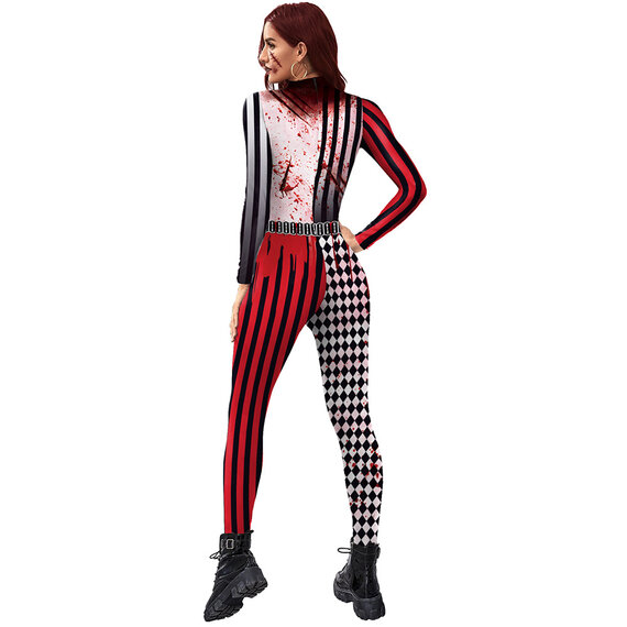 Women Contrast Color Cosplay Jumpsuit Halloween Dress