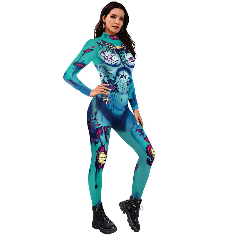 Women s Contrast Color Jumpsuit For Halloween Cosplay PKAWAY