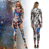 Women's Clown Jumpsuit Halloween Costume long sleeve