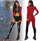 Women's Skeleton Jumpsuit Costume zipper closure