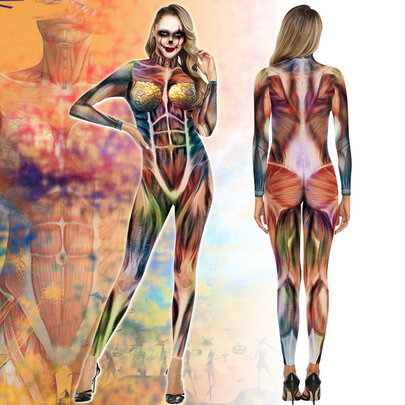 Novelty Human Anatomy Body Muscle Jumpsuits for Women