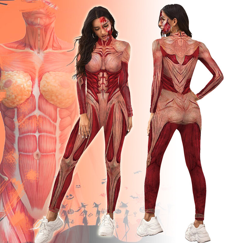 3D Attack on Titan Muscle Bodysuit Jumpsuit - PKAWAY