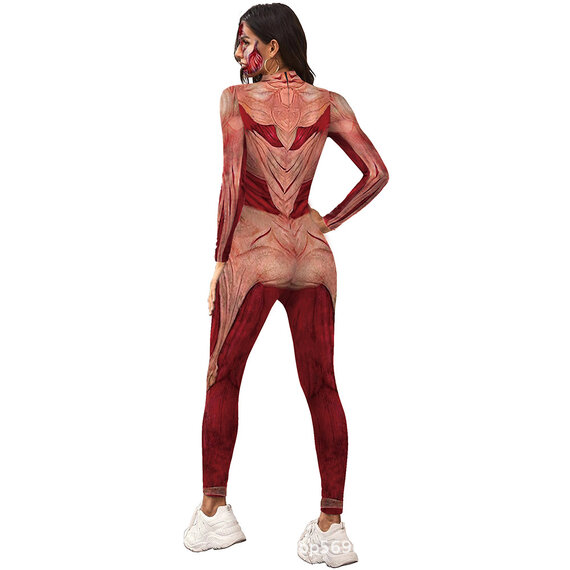 female Titan Muscle Print halloween jumpsuit costume