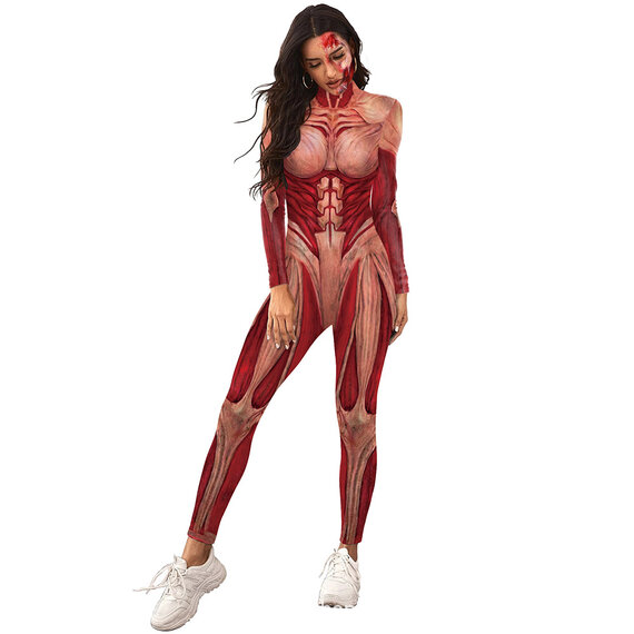 sexy ladies  Titan Muscle Print halloween cosplay bodysuit