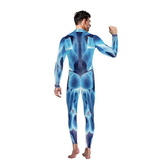 long sleeve Human Anatomy blue jumpsuit for halloween cosplay