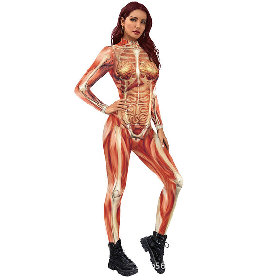Woman Human Body Structure Tissue Printing Jumpsuit Human Torso Anatomy bodysuit