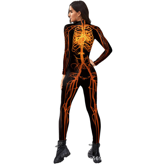 long sleeve Blood Circulatory System halloween jumpsuit costume women