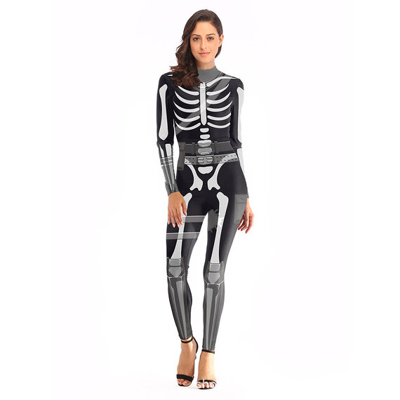 Female Form Fitting Flattering Skeleton Bodysuits for Halloween