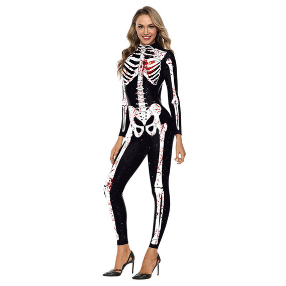 female Skeleton Bodysuit Halloween Costume