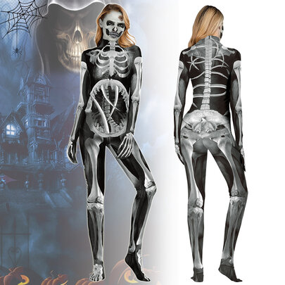 Long Sleeve Skeleton Jumpsuit