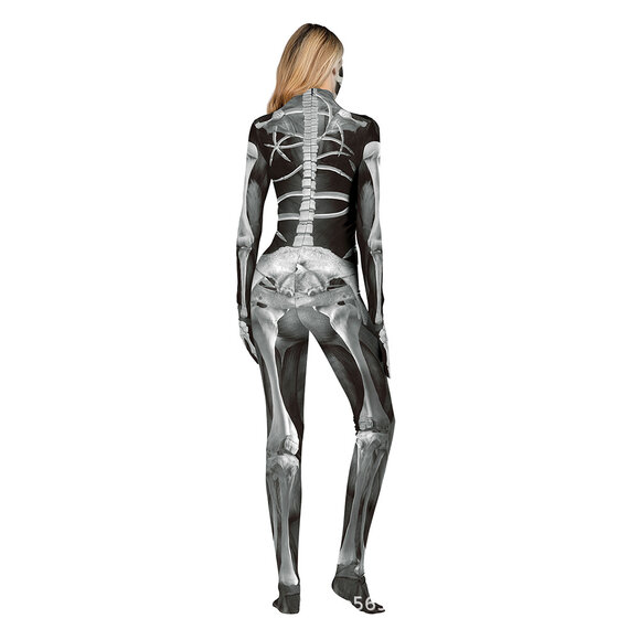 Newest Womens Halloween Costume Bone Skeleton Jumpsuit