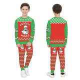 digital printing Merry Christmas Santa claus pullover hoodie pant set for kids