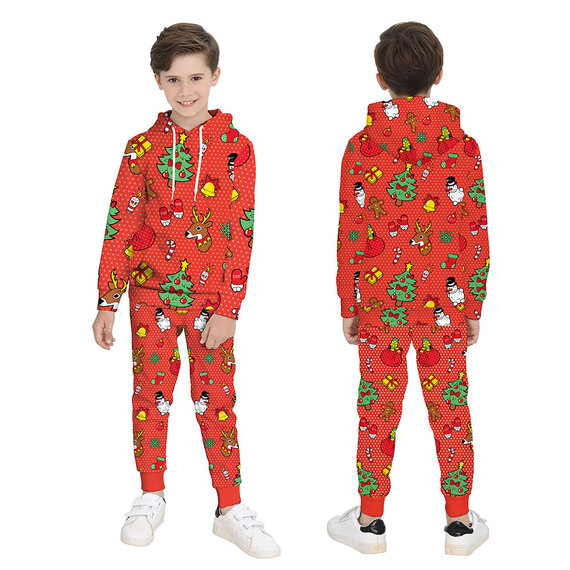 Boys girls Christmas Print Hoodie pant - Reindeer,xmas tree,bell,snow