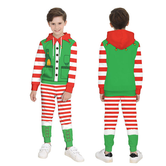 Fashion Kids Santa Claus Hoodie pant set All-over-Print Christmas Gift