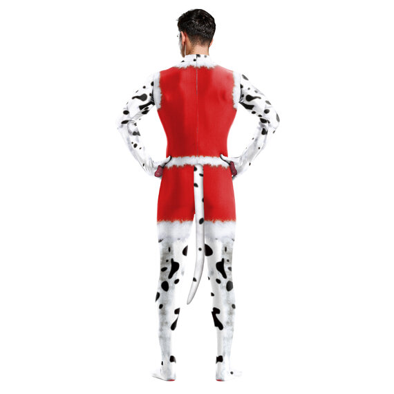 fashion  christmas Spotted Dog 3d print bodysuit for men
