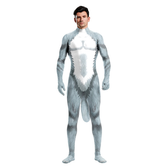 Grey Wolf Full Body Print stage perfermence costume for christams cosplay