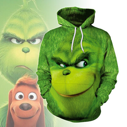 The Grinch Hoodie 3D Printed Pullover Sweatershirts Coat Cosplay Costume