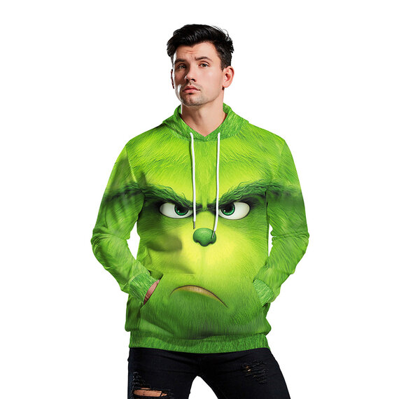 The Grinch Realistic 3D Casual Pullover Hoodie Hooded Sweatshirt
