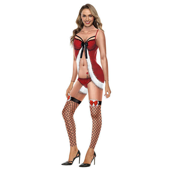 Sexy Women Bodysuit Christmas Jumpsuit red