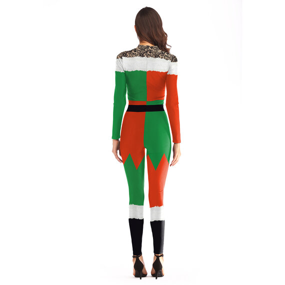 unique christmas costume ideas green red fashion bodysuit women