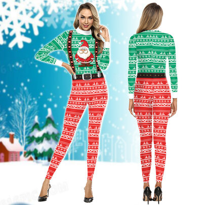 Sexy Women Christmas Holiday One-Piece Bodysuit