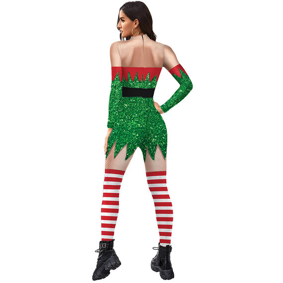 3D Graphic Print Women Jumpsuit Christmas Bodysuit