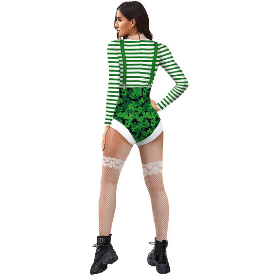 zip closure St. Patrick's Day jumpsuit cosplay costume