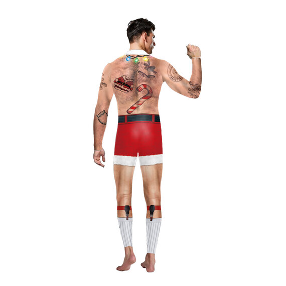 zipper closuer 3d graphic christmas costume bodysuit for men