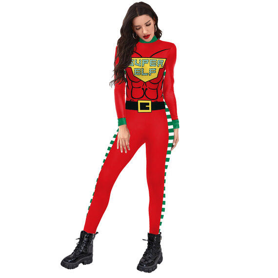 the Elf Jumpsuit Women's Christmas Outfits cosplay bodysuit