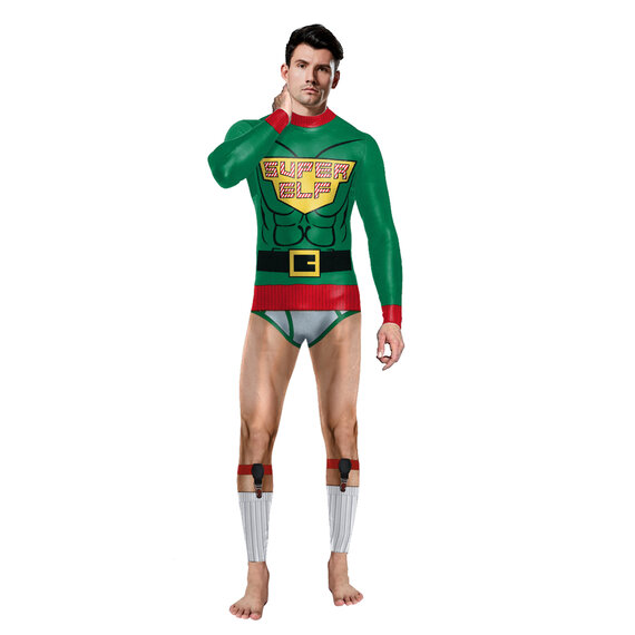 long sleeve  Merry Christmas Elf onesie for holiday cosplay costume