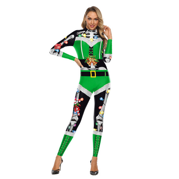 Halloween Skeleton Christmas Eve Stage Performance catsuit female