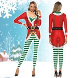 Women Carnival Party Clothing Fashion New Year Bodysuit green stripes