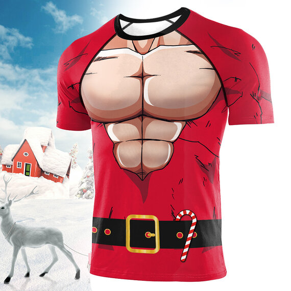 short sleeve Muscle Santa T-Shirts for Sale