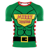 Merry Christmas Print tee shirt For Workout Green