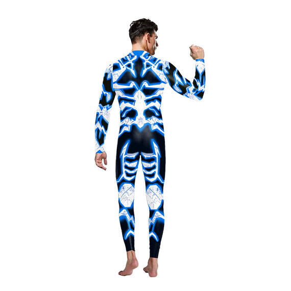 Skeleton Onesie Spandex Stretch Skull Bodysuit Jumpsuit for Adults