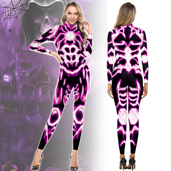 Skeleton Catsuit Woman purple