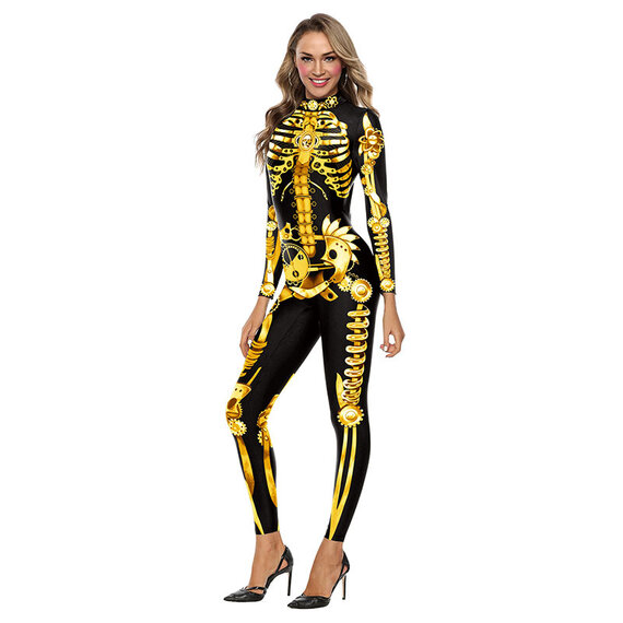 horror skeleton costume printed all over body