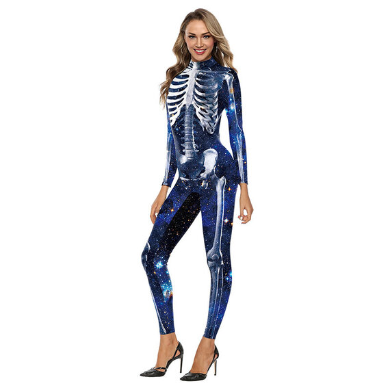 Halloween cosplay costumes jumpsuit Skeleton Starry Sky Print