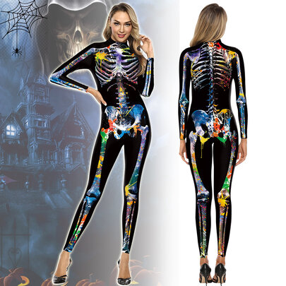 Halloween Costume for Women Skull Skeleton Printed Cosplay Costumes
