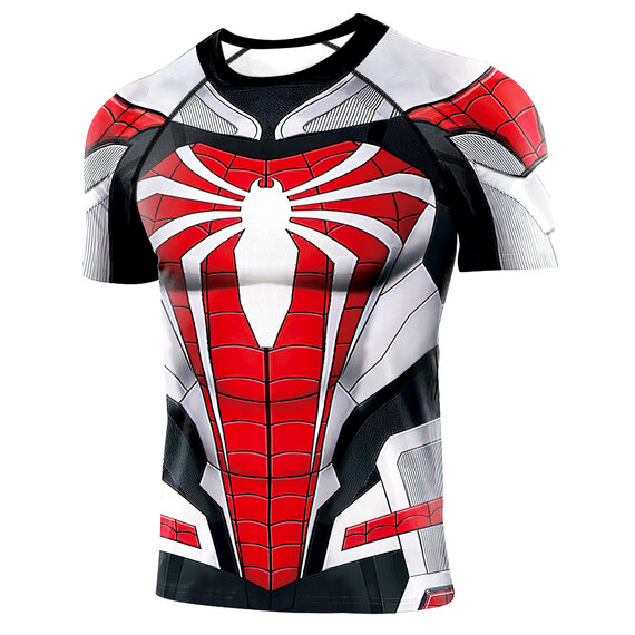 slim fit quick dry spiderman coplay costume shirt for workout