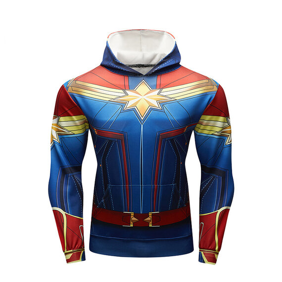 Captain Marvel superhero pullover hoodie for gym