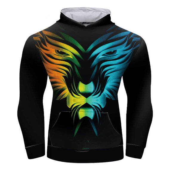 The art Lion Face colorful pullover hoodie for workouts