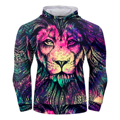 3D Animal Lion Print Novelty Hoodies For Gym